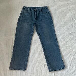 blue wash baggy jeans